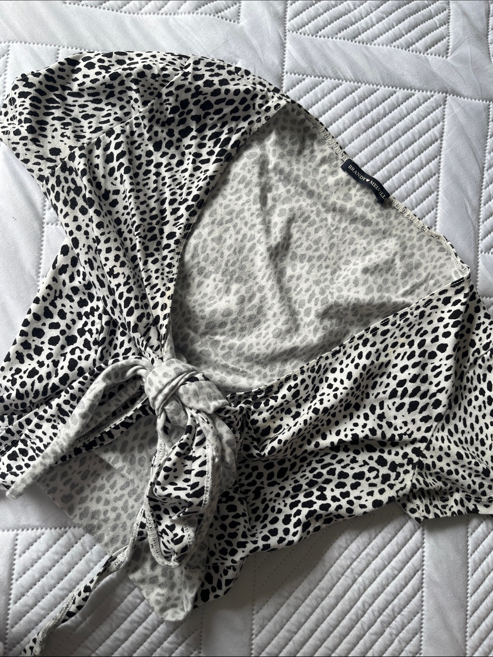 Brandy Melville Black & White Leopard Tie-Front Chemise